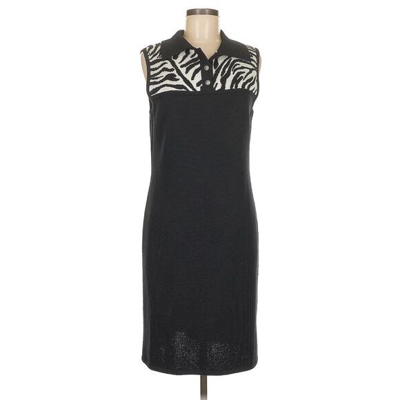 St John Sport Santana Knit Dress Size M Wool Blend Midi Sheath Sweater Dress EUC - Picture 1 of 6